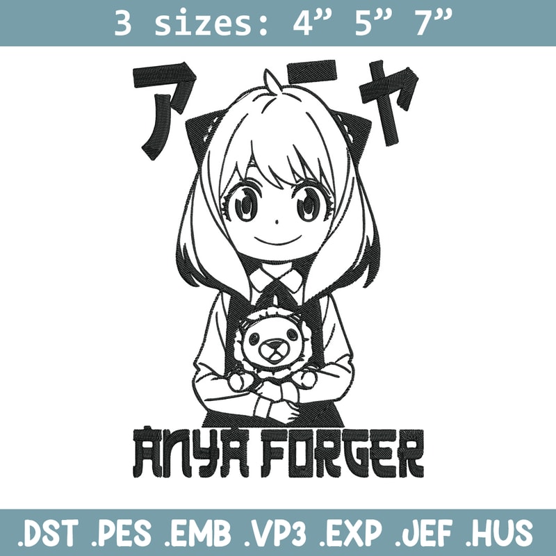 Anya forger Embroidery Design, Spy x family Embroidery, Embroidery File, Anime Embroidery, Digital download.jpg