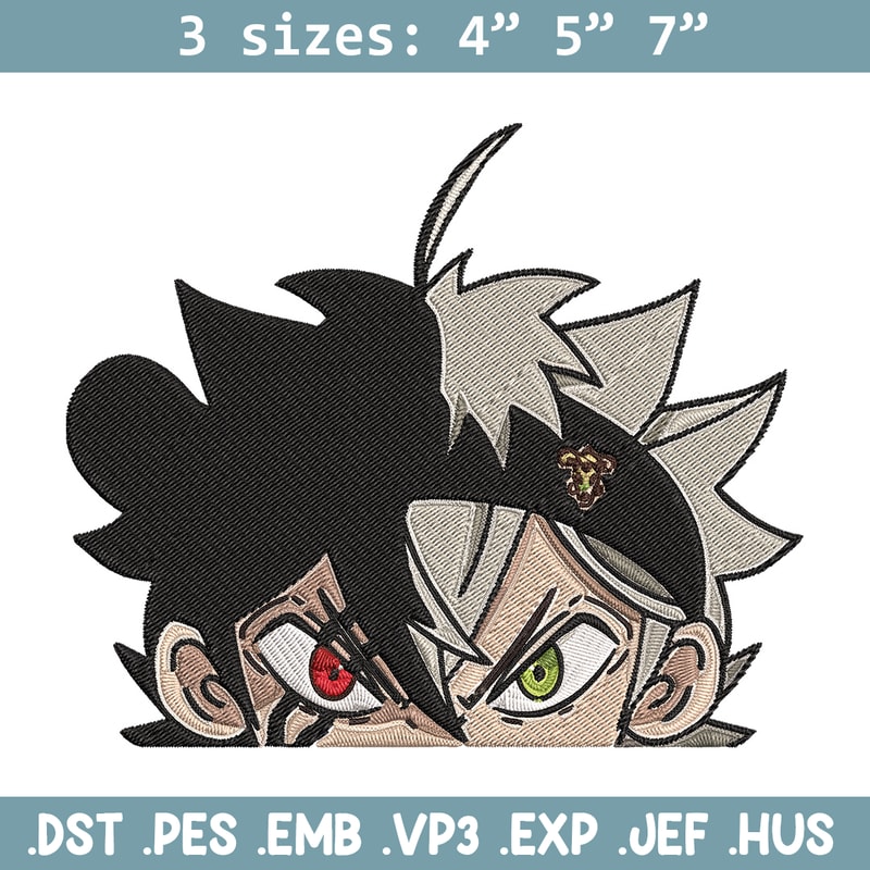 Asta Peeker Embroidery Design, Black clover Embroidery, Embroidery File, Anime Embroidery, Anime shirt,Digital download.jpg