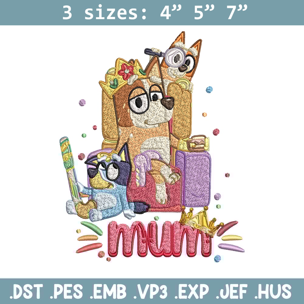 Chilli Heeler Embroidery, Bluey Mum cartoon Embroidery, Embroidery File, cartoon design, cartoon shirt, Digital download.jpg