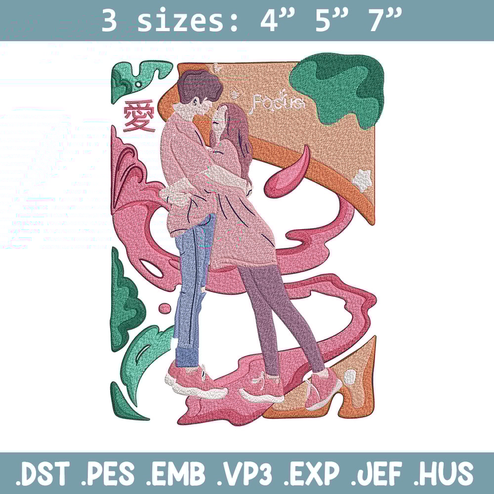 Couple poster Embroidery Design, Couple Embroidery, Embroidery File, Anime Embroidery, Anime shirt, Digital download.jpg