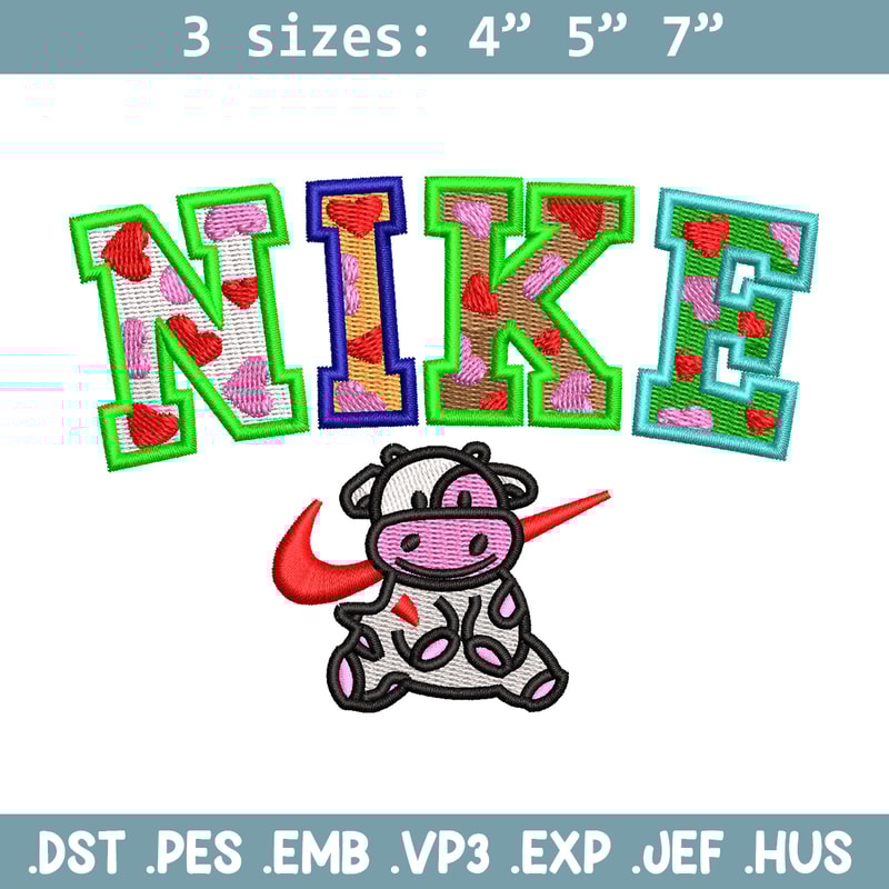 Cow color x nike embroidery design, Cow embroidery, Nike design, Embroidery shirt, Embroidery file, Digital download.jpg