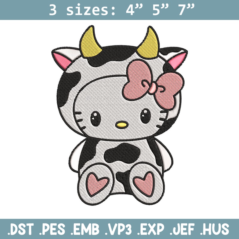 Cow Hello Kitty Embroidery Design, Hello Kitty Embroidery, Embroidery File, Cartoon shirt, Digital download..jpg