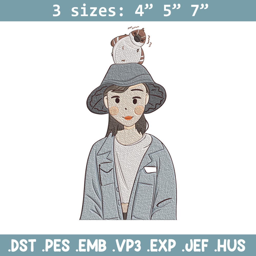 Cute girl Embroidery Design, Cartoon Embroidery, Embroidery File, Anime Embroidery, Anime shirt, Digital download.jpg