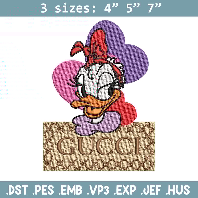 Daisy Donald Duck Gucci Embroidery design, Disney cartoon Embroidery, cartoon design, Embroidery File, Digital download.jpg