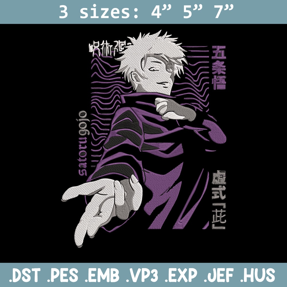 Gojo satoru poster Embroidery Design, Jujutsu Embroidery,Embroidery File, Anime Embroidery, Anime shirt,Digital download.jpg