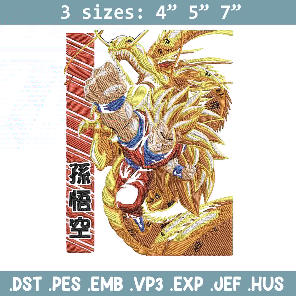 Goku ssj 3 Embroidery Design, Dragonball Embroidery,Embroidery File, Anime Embroidery, Anime shirt, Digital download.jpg