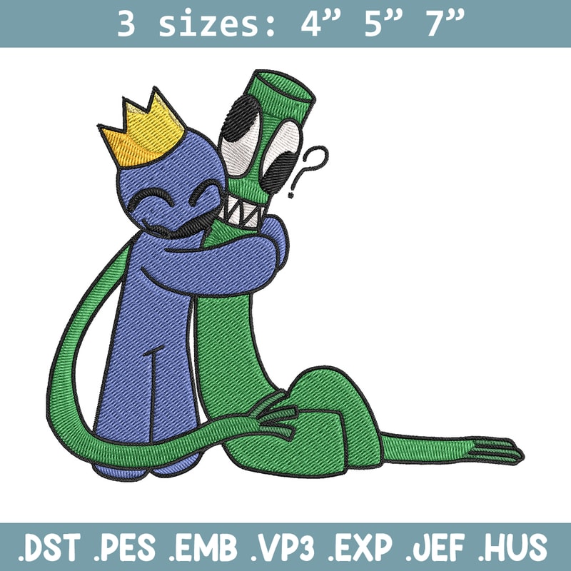 Green x blue Rainbow Embroidery Design, Rainbow Friends Embroidery, Embroidery File, Anime Embroidery, Digital download.jpg