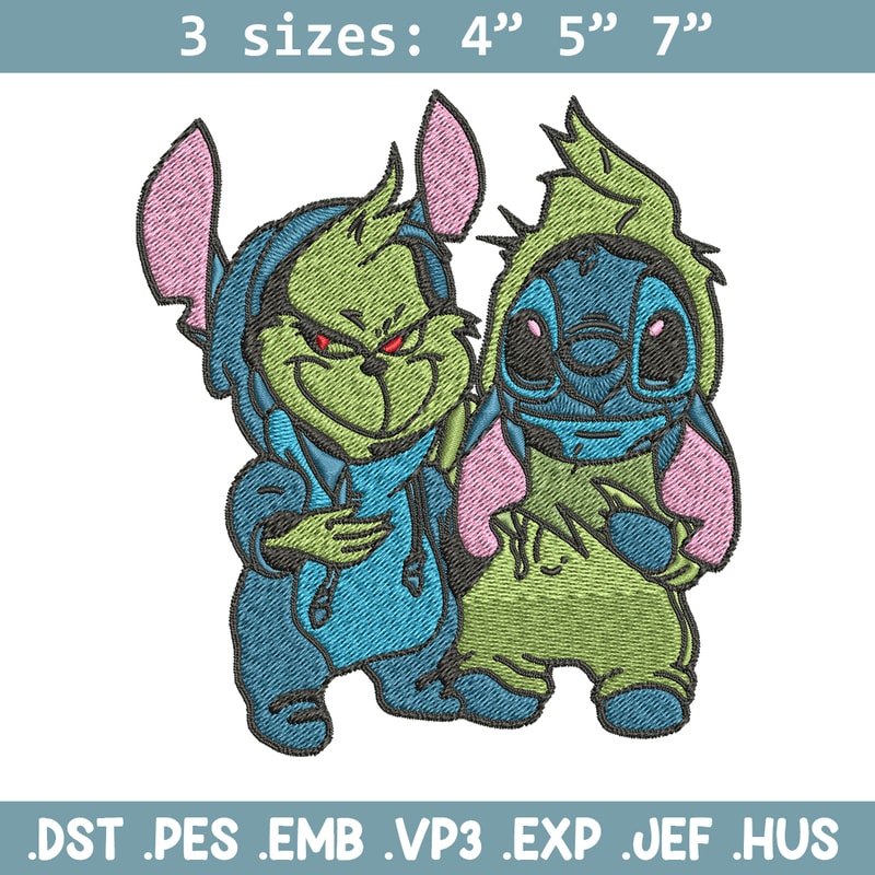 Grinch and Stitch Embroidery design, Grinch and Stitch Embroidery, cartoon design, logo shirt, Digital download..jpg