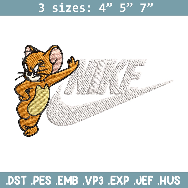 Jerry cartoon Nike Embroidery design, jerry cartoon Embroidery, Nike design, Embroidery file, Instant download..jpg