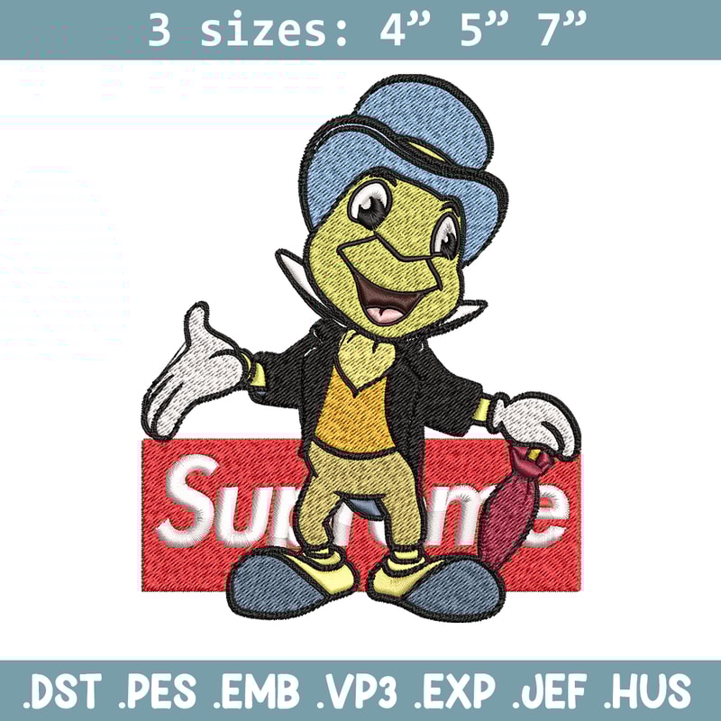 Jimimy cricket supreme Embroidery design, Jimimy cricket Embroidery, cartoon design, Embroidery File, Instant download..jpg