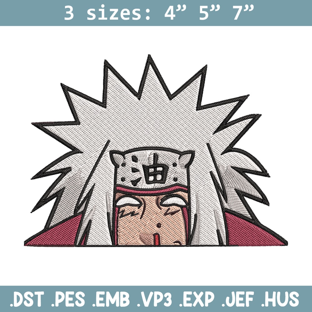 Jiraiya Peeker Embroidery Design, Naruto Embroidery, Embroidery File, Anime Embroidery, Anime shirt, Digital download.jpg