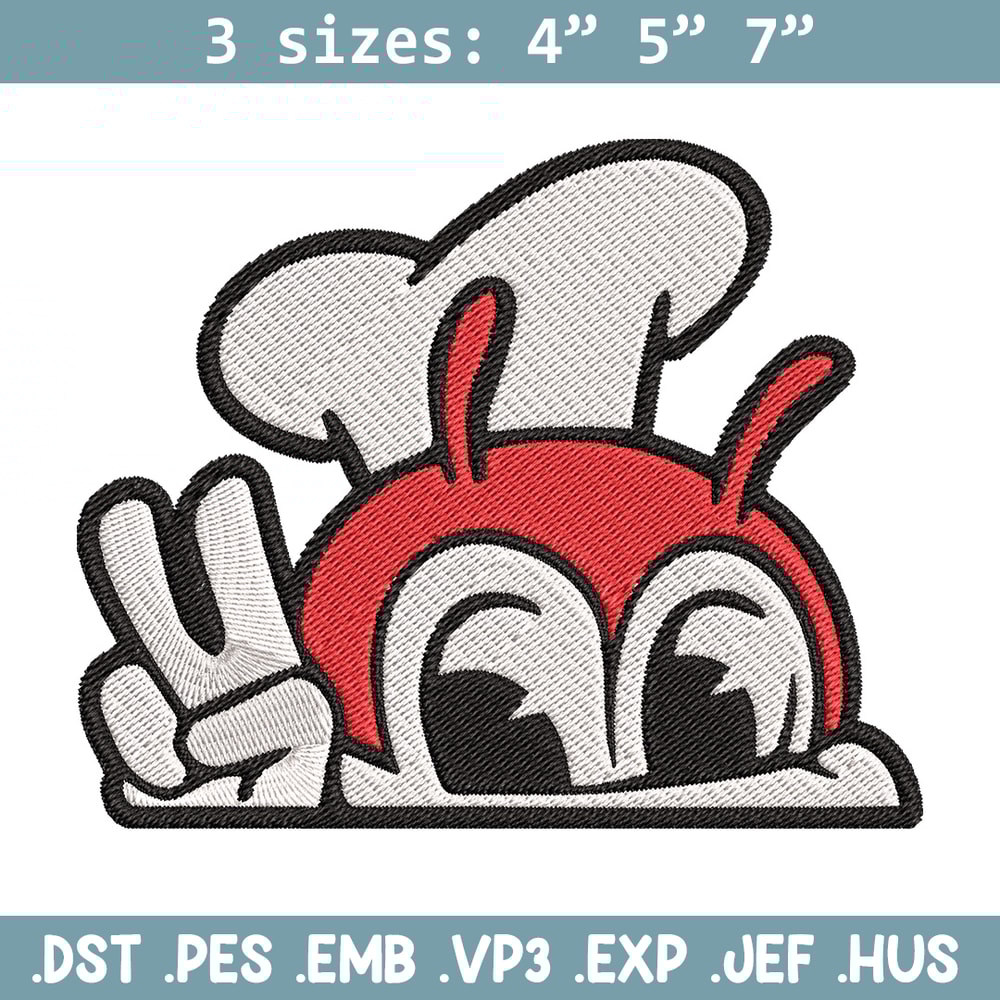 Jollibee Peek Embroidery Design, Logo Embroidery, Embroidery File, Anime Embroidery, Anime shirt, Digital download.jpg