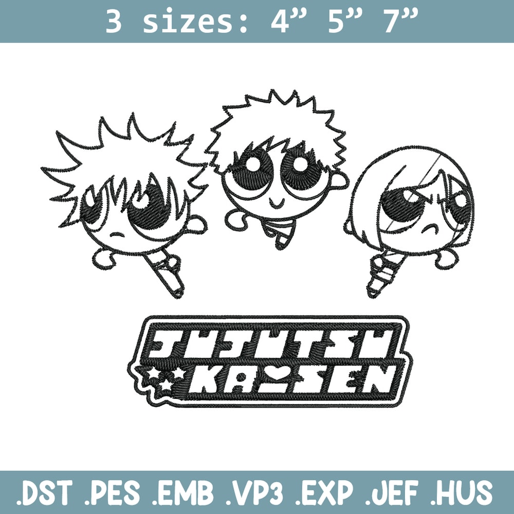 Jujutsu chibi Embroidery Design, Jujutsu Embroidery, Embroidery File, Nike Embroidery, Anime shirt, Digital download.jpg