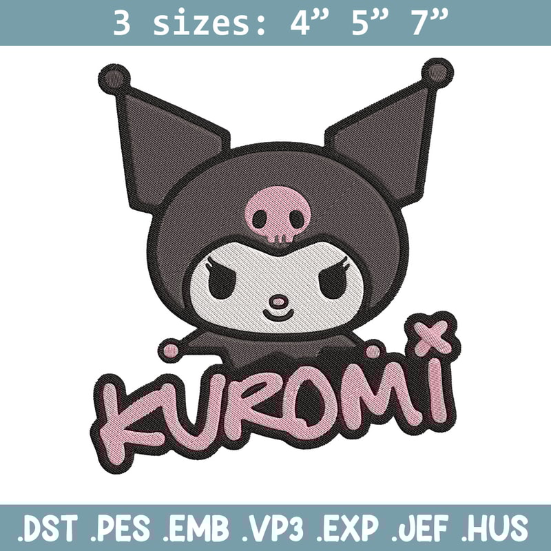 Kuromi logo Embroidery Design, Hello kitty Embroidery, Embroidery File, Anime Embroidery, Anime shirt, Digital download..jpg