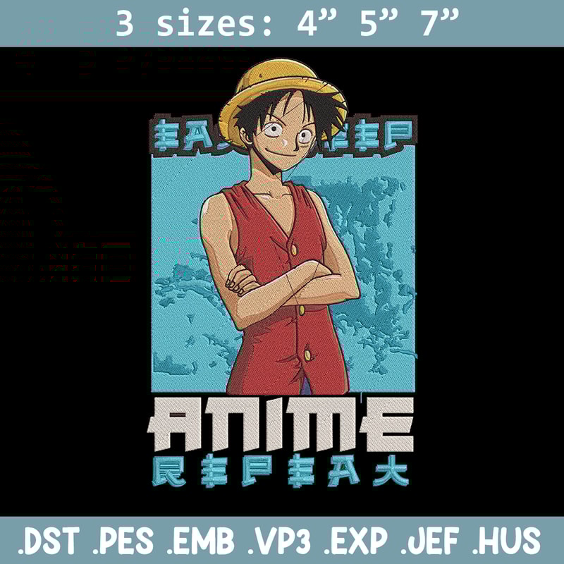 Luffy poster Embroidery Design, One piece Embroidery, Embroidery File, Anime Embroidery, Anime shirt,Digital download.jpg
