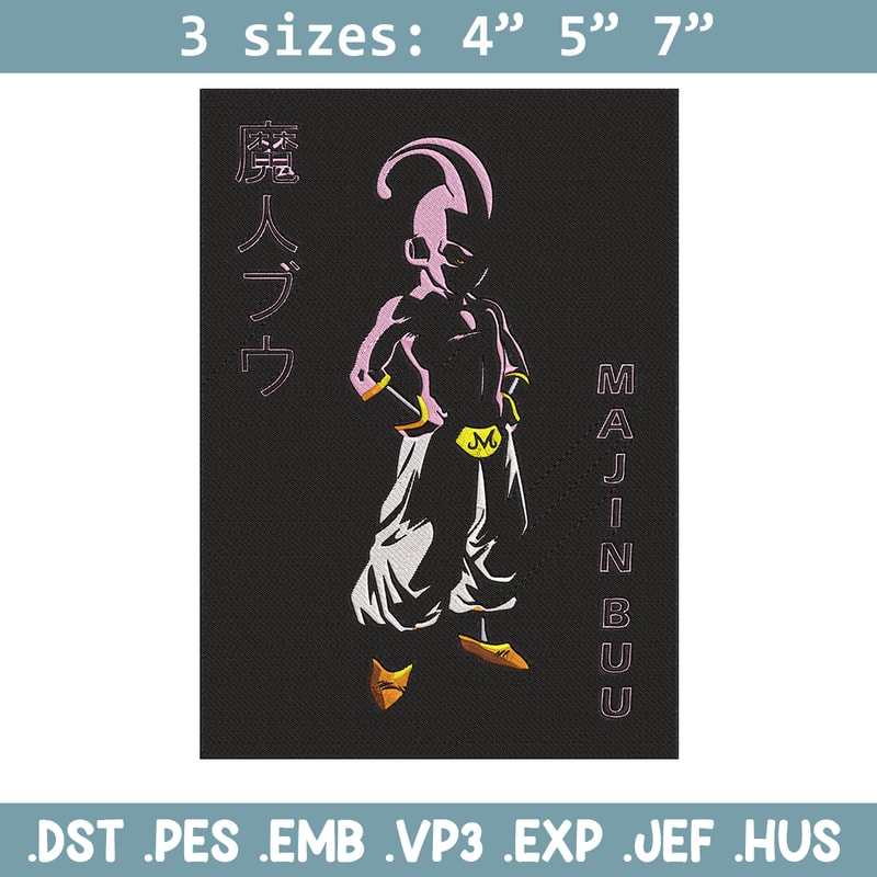 Majin Buu Embroidery Design, Dragonball Embroidery, Embroidery File, Anime Embroidery, Anime shirt, Digital download.jpg