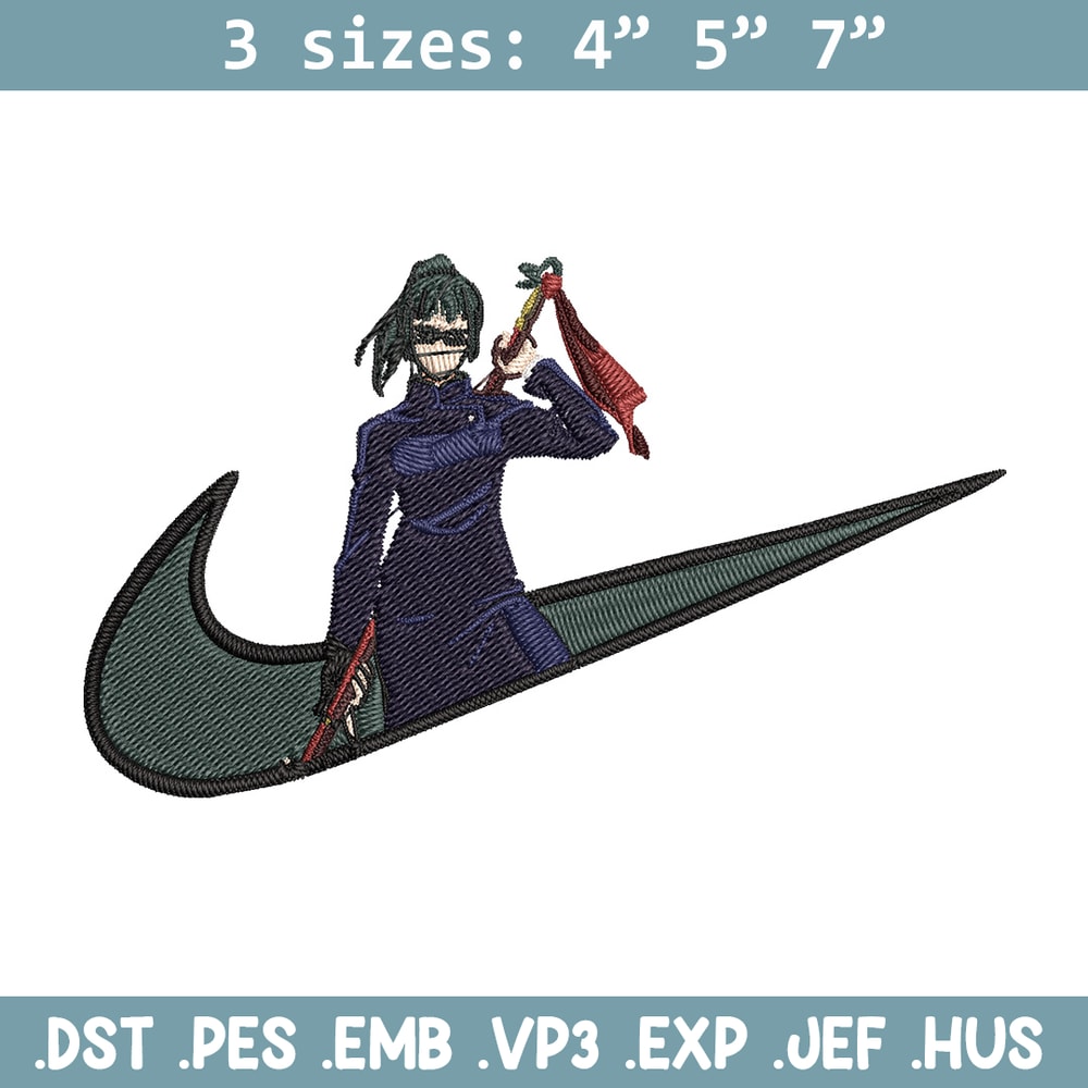Maki x nike Embroidery Design, Jujutsu Embroidery, Embroidery File, Nike Embroidery, Anime shirt, Digital download.jpg