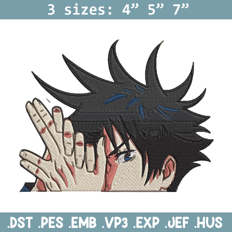 Megumi Peeker Embroidery Design, Jujutsu Embroidery, Embroidery File, Anime Embroidery, Anime shirt, Digital download.jpg