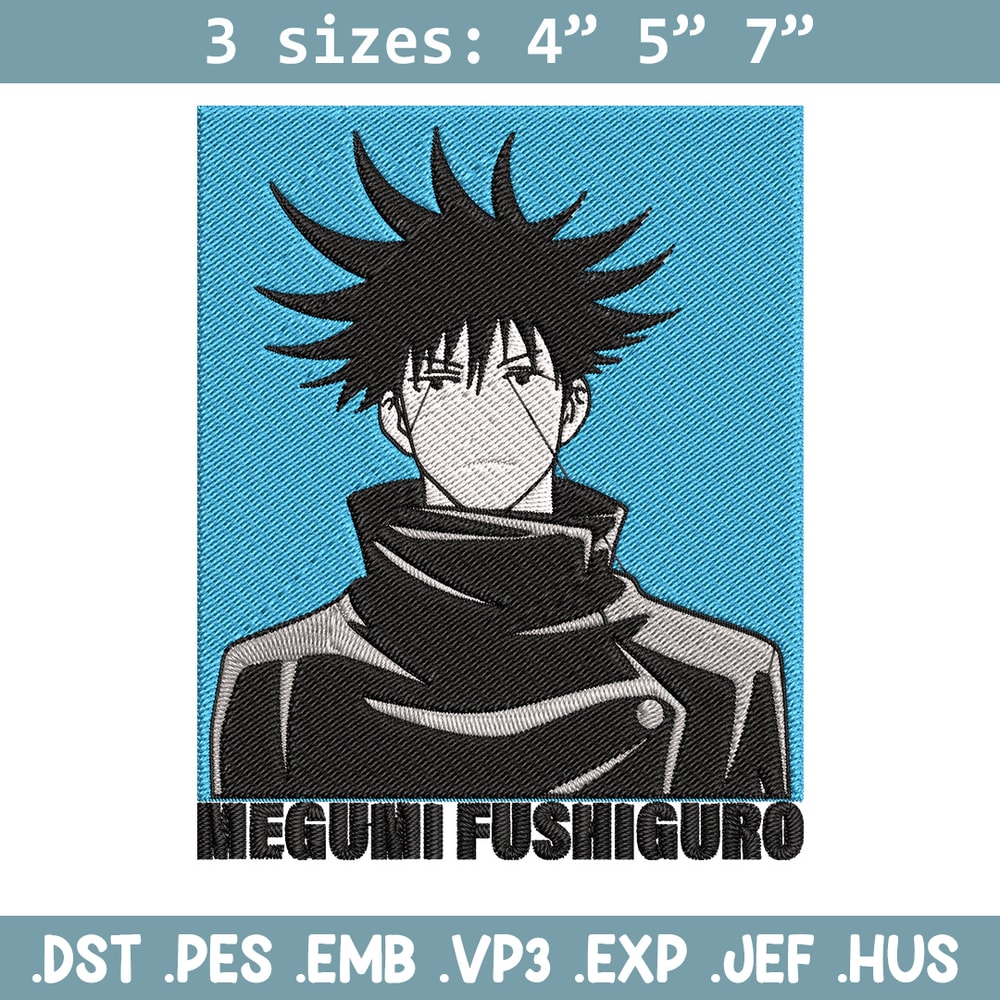 Megumi poster Embroidery Design, Jujutsu Embroidery, Embroidery File, Anime Embroidery, Anime shirt, Digital download.jpg