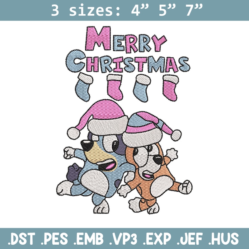 Merry chrismas embroidery design, Bluey embroidery, Chrismas design, Embroidery file, Embroidery shirt, Digital download.jpg