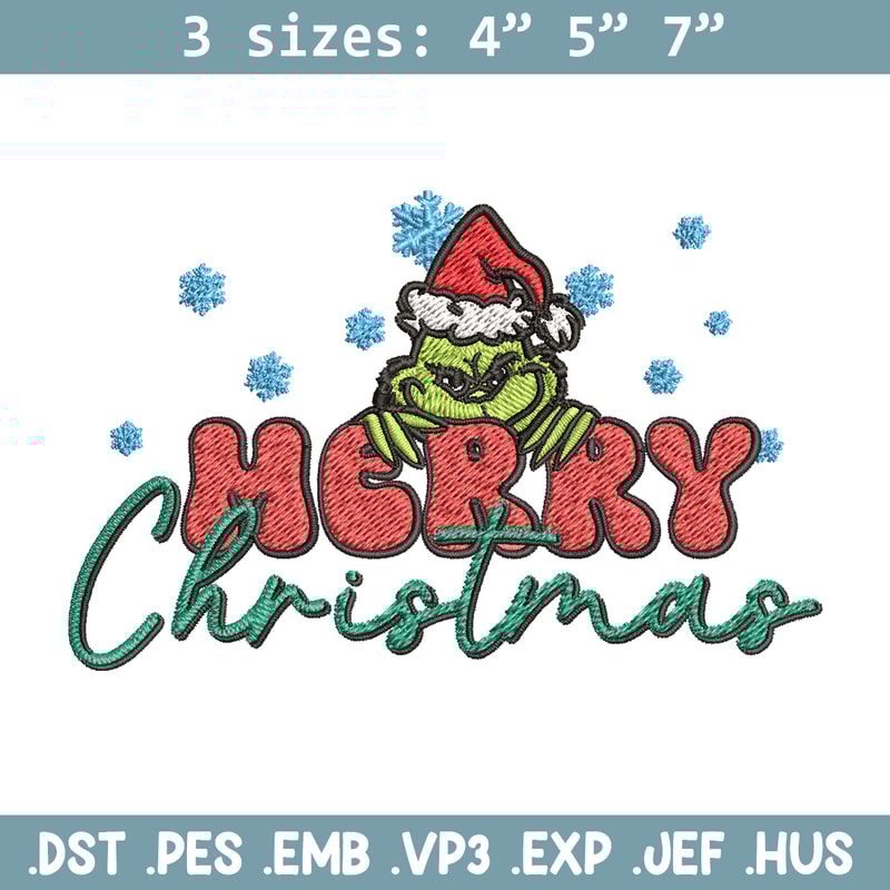 Merry Grinch Embroidery design, Grinch Merry Christmas Embroidery, Grinch design, Embroidery File, Digital download.jpg