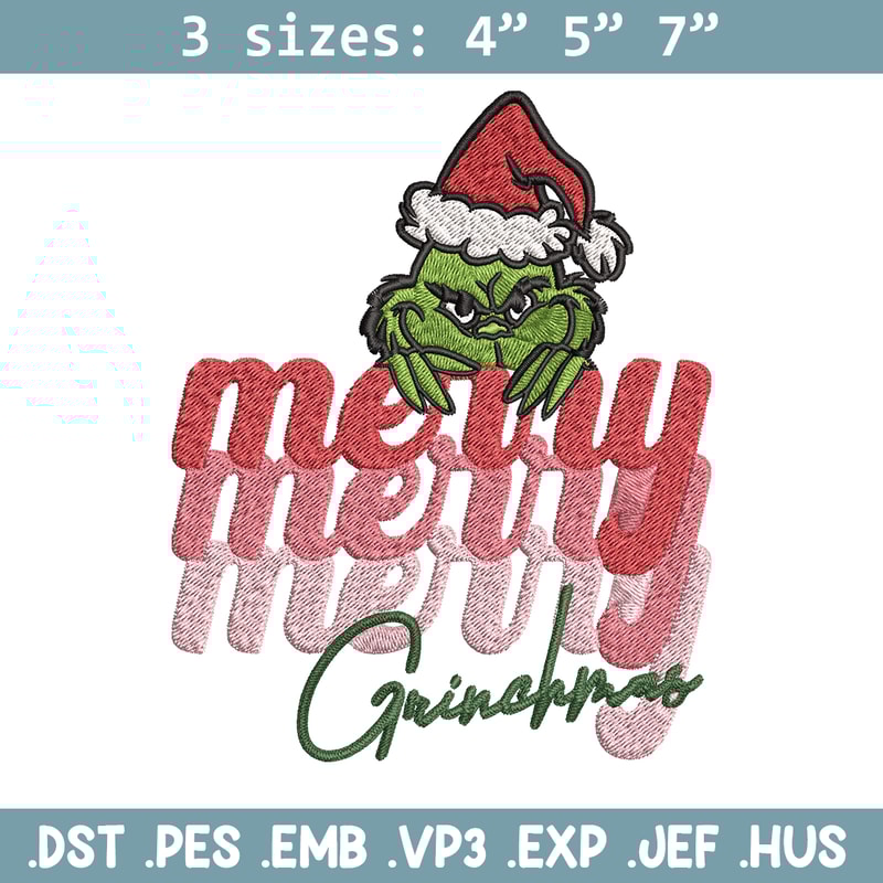 Merry Grinch logo Embroidery design, Grinch Christmas Embroidery, logo design, Embroidery File, Digital download..jpg