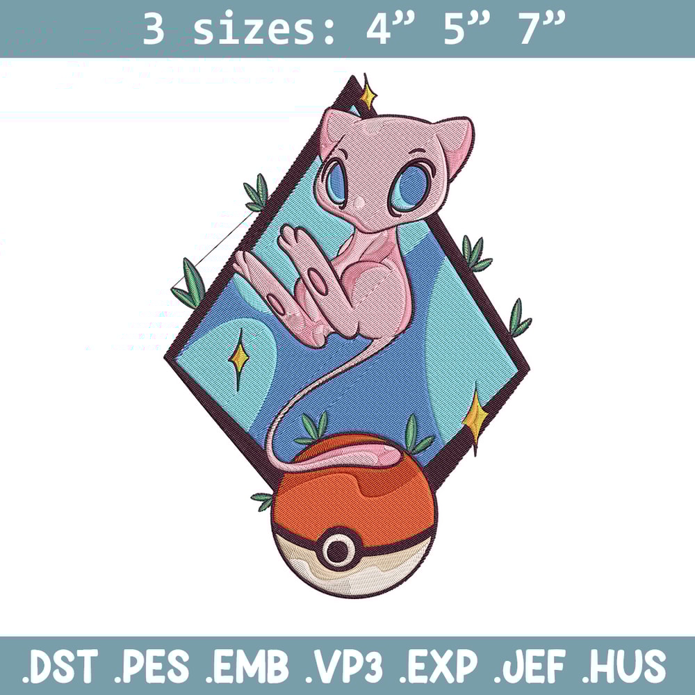 Mew poster Embroidery Design, Pokemon Embroidery, Embroidery File, Anime Embroidery, Anime shirt, Digital download.jpg