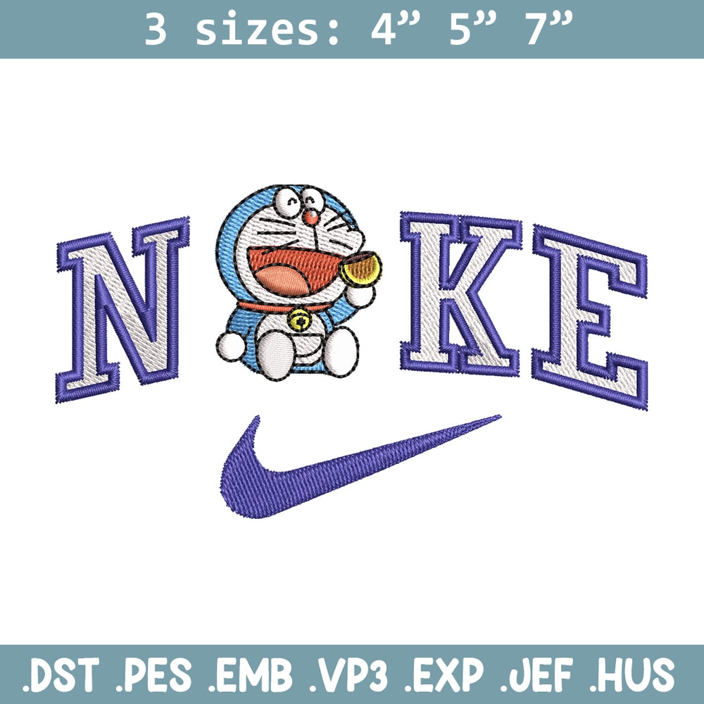 Nike doraemon embroidery design, Doraemon embroidery, Emb design, Embroidery shirt, Embroidery file, Digital download.jpg