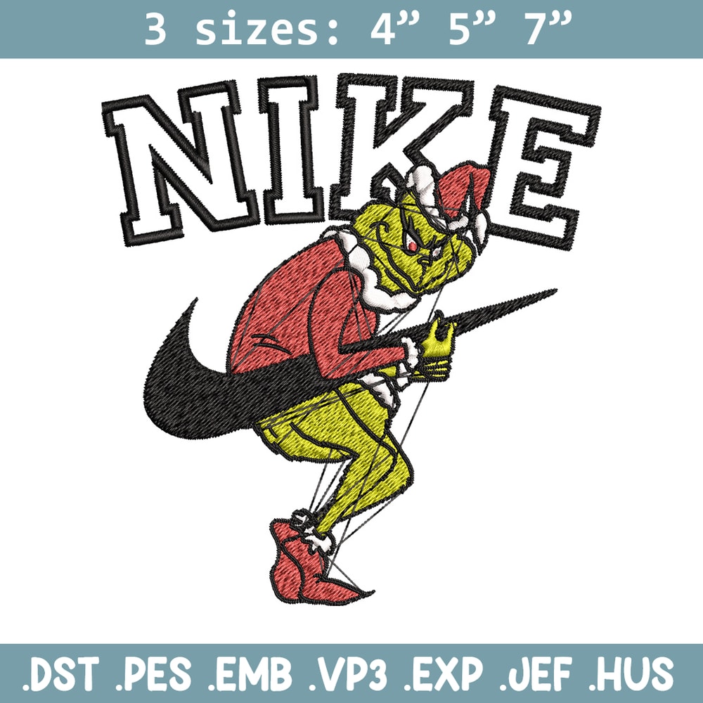 Nike grinch Embroidery Design, Chrismas Embroidery, Nike Embroidery, Embroidery File, Logo shirt, Digital download.jpg