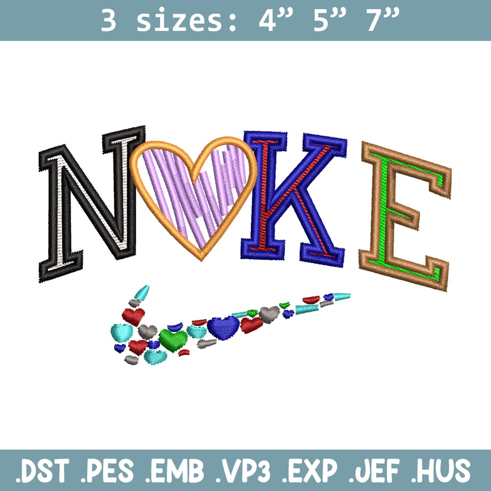 Nike heart color embroidery design, Logo embroidery, Nike design, Embroidery shirt, Embroidery file, Digital download.jpg