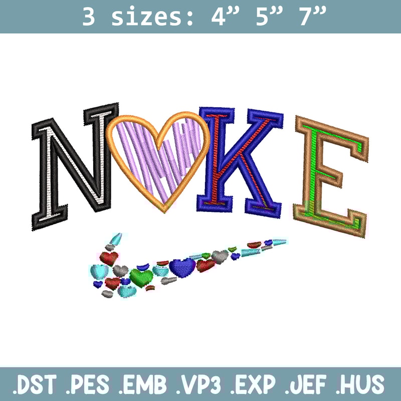 Nike heart color embroidery design, Logo embroidery, Nike design, Embroidery shirt, Embroidery file, Digital download.jpg