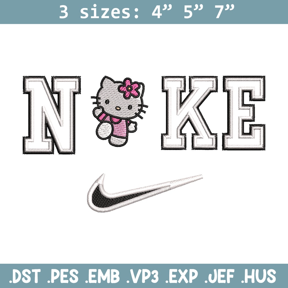 Nike kitty embroidery design, Hello kitty embroidery, Emb design, Embroidery shirt, Embroidery file, Digital download.jpg