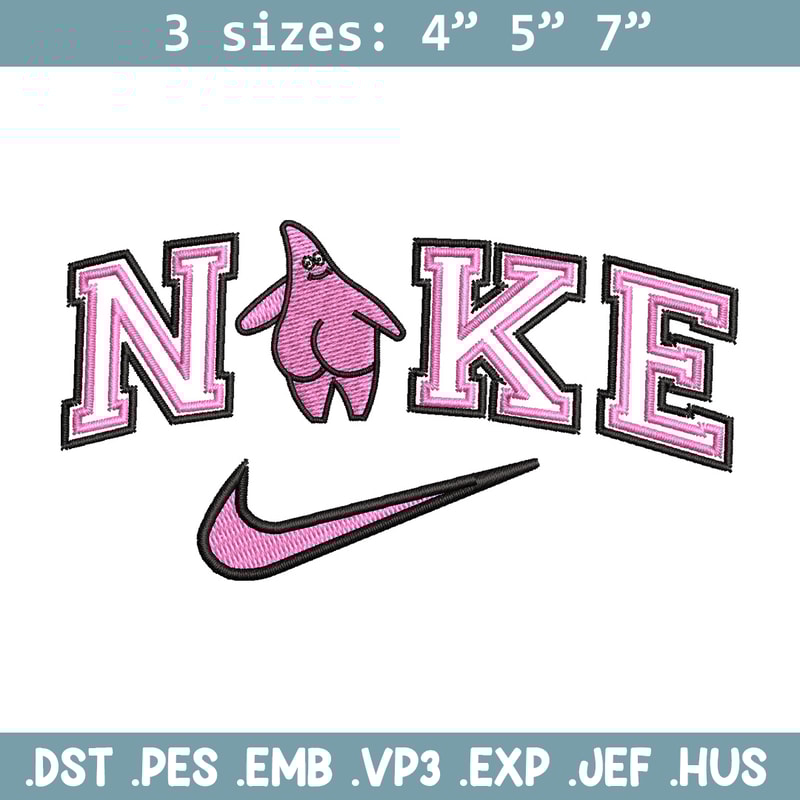 Nike patrick embroidery design, Spongebob embroidery, Nike design, Embroidery file, Embroidery shirt, Digital download.jpg