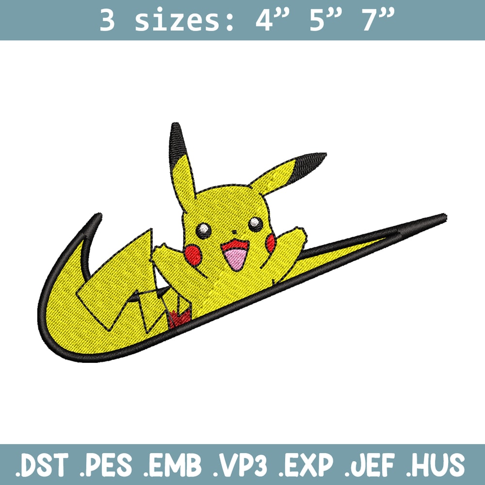 Nike Pikachu embroidery design, Pokemon embroidery, Nike design, anime design, anime shirt, Digital download.jpg