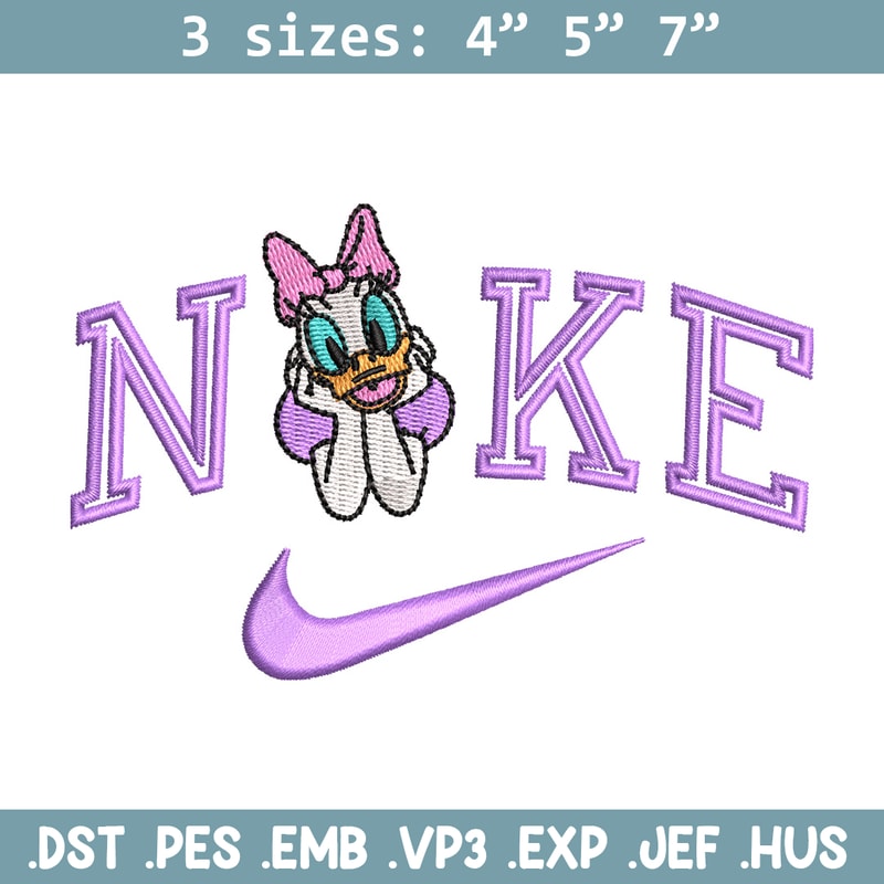 Nike x daisy duck embroidery design, Daisy embroidery, Nike design, Embroidery shirt, Embroidery file, Digital download.jpg
