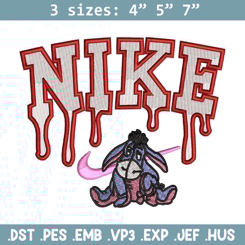 Nike x donkey embroidery design, Eeyore embroidery, Nike design, Embroidery shirt, Embroidery file, Digital download.jpg