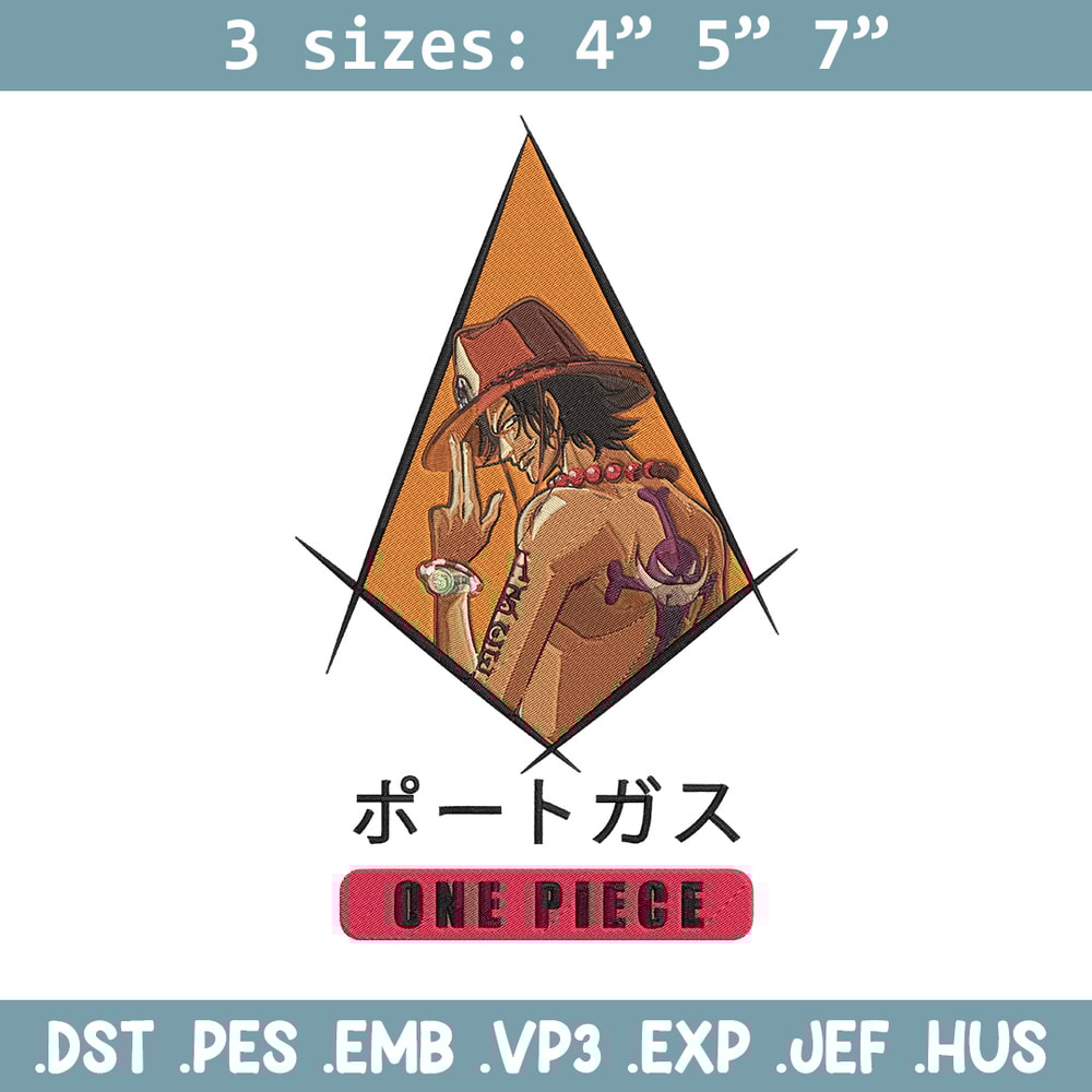 Ace poster Embroidery Design, One piece Embroidery, Embroidery File, Anime Embroidery, Anime shirt, Digital download..jpg