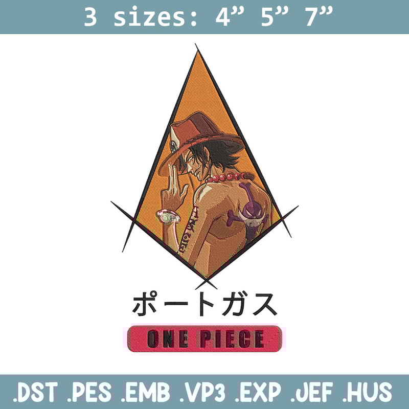 Ace poster Embroidery Design, One piece Embroidery, Embroidery File, Anime Embroidery, Anime shirt, Digital download..jpg