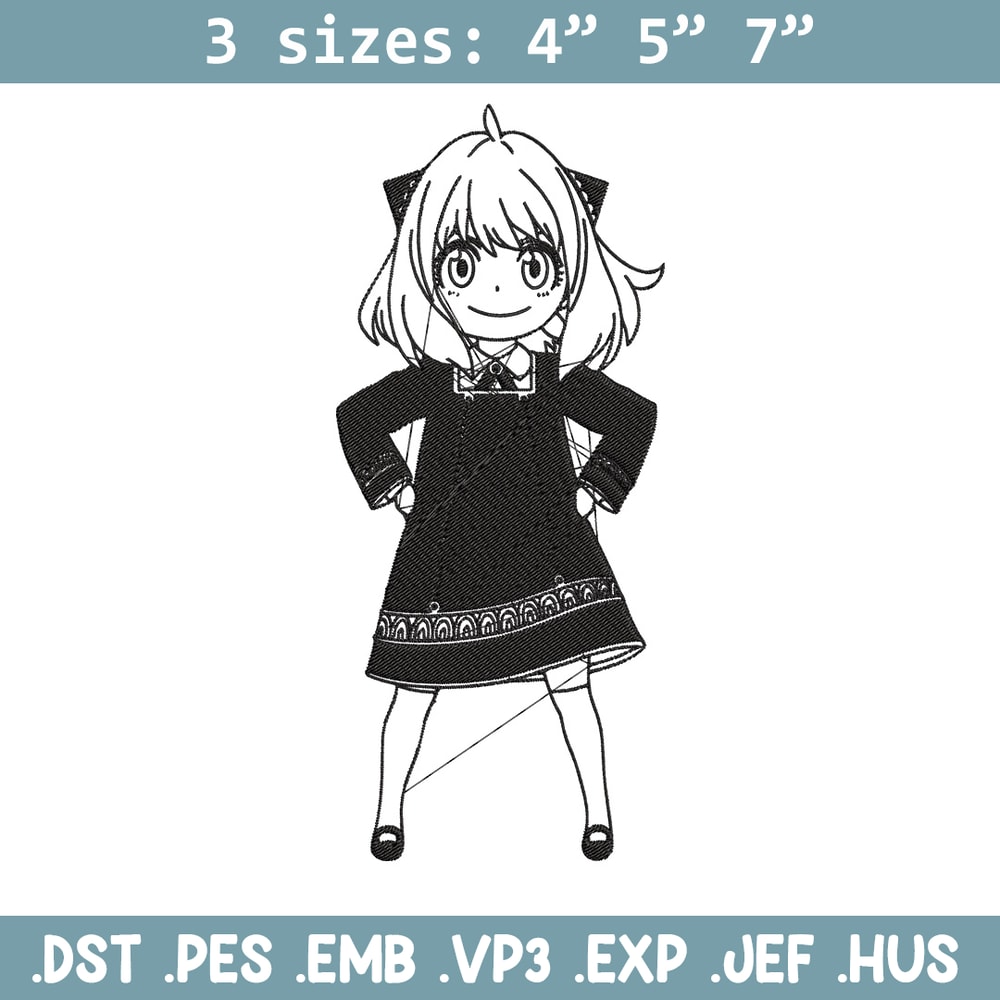 Anya Forger Embroidery Design, Spy x family Embroidery, Embroidery File, Anime Embroidery, Anime shirt, Digital download.jpg