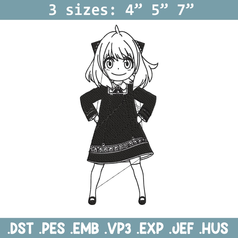 Anya Forger Embroidery Design, Spy x family Embroidery, Embroidery File, Anime Embroidery, Anime shirt, Digital download.jpg