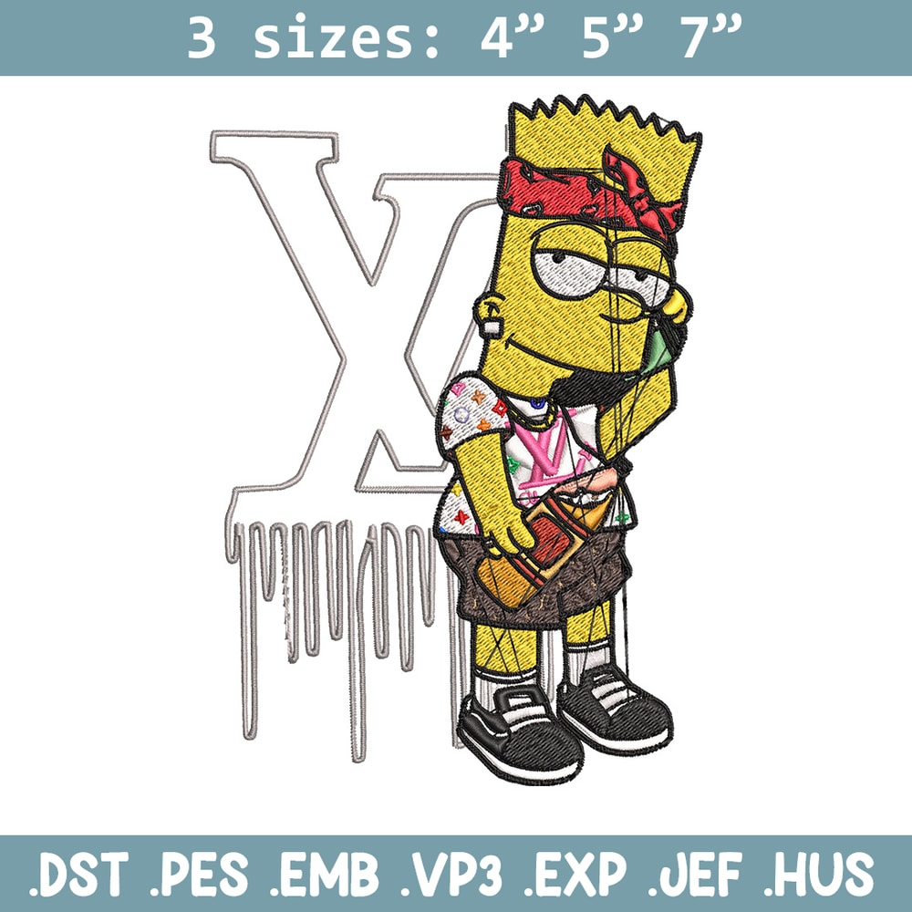 Bart simpson lv Embroidery Design, Lv Embroidery, Embroidery File, Simpson Embroidery, Logo shirt, Digital download.jpg