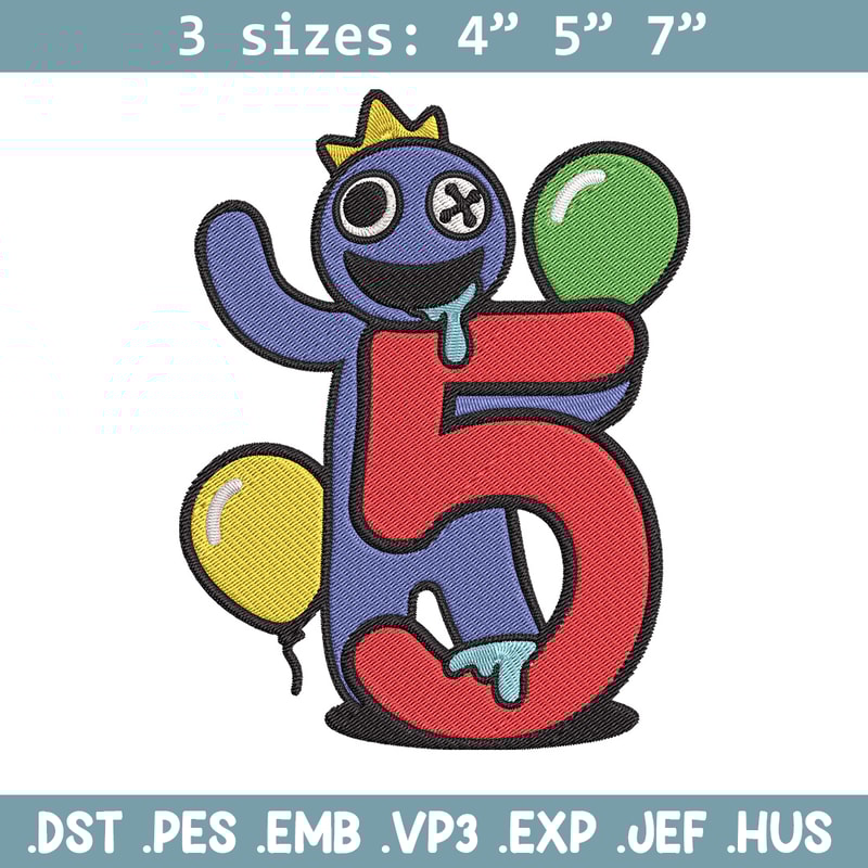 Blue Rainbow Embroidery Design, Rainbow Friends Embroidery, Embroidery File, Anime Embroidery, Digital download.jpg