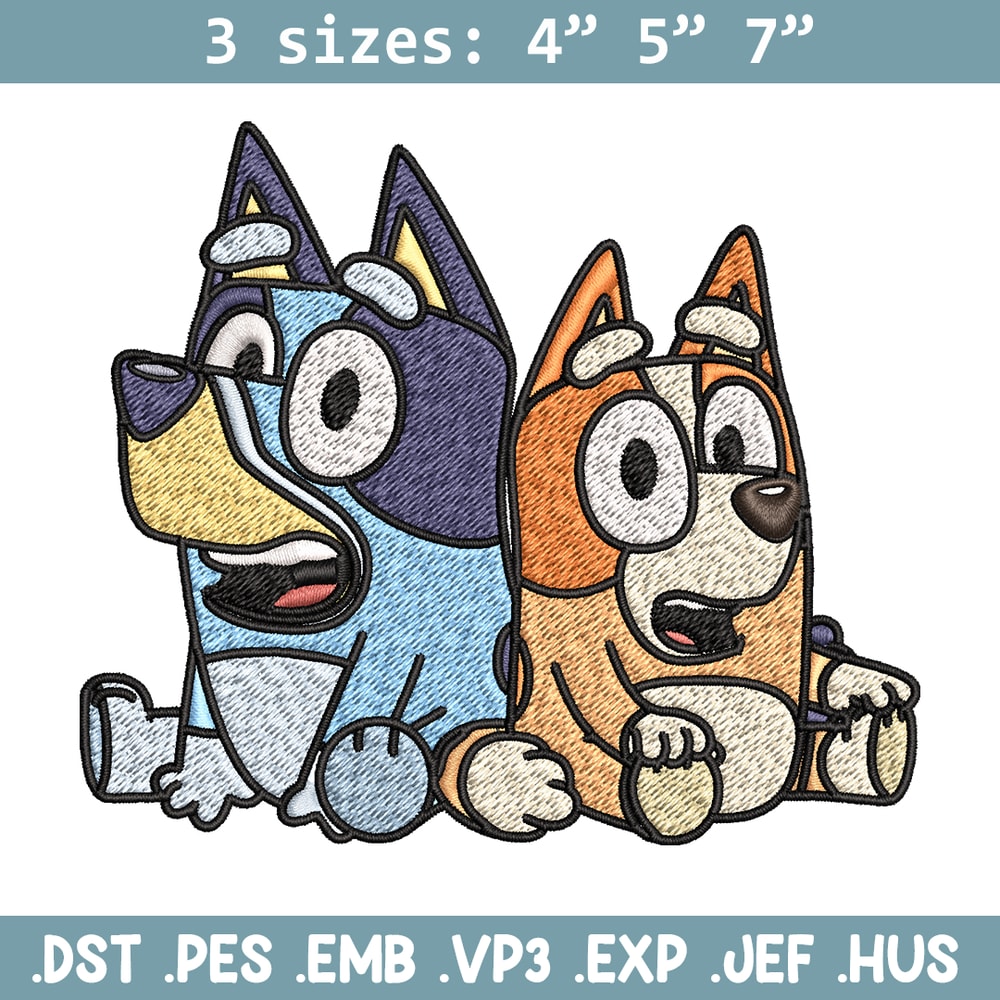 Bluey and Bingo Embroidery, Bluey Embroidery, Embroidery File, cartoon design, cartoon shirt, Digital download..jpg