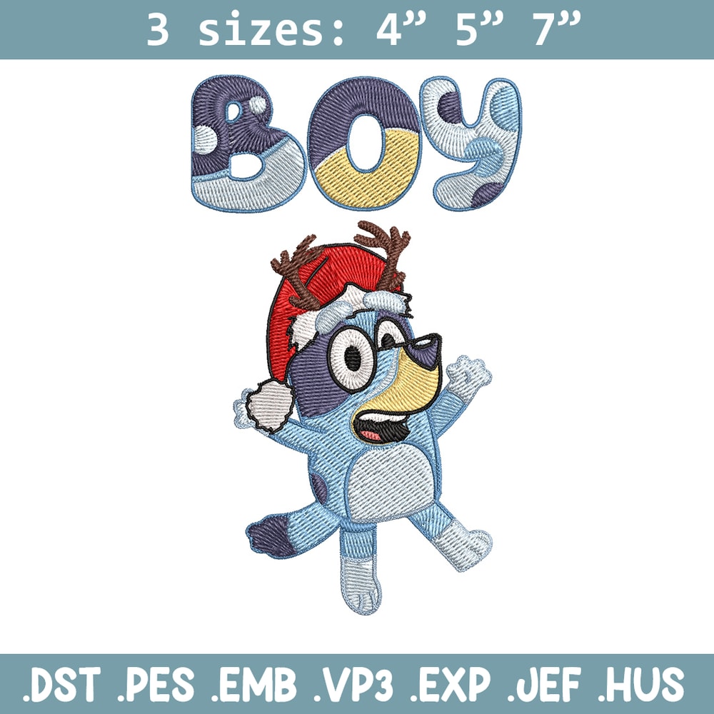Bluey boy Embroidery Design, Bluey Embroidery, Embroidery File, Chrismas Embroidery, Anime shirt, Digital download.jpg