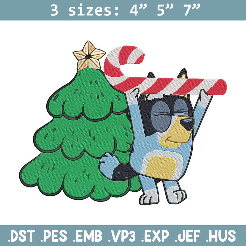 Bluey chrismas Embroidery Design, Bluey Embroidery, Embroidery File, Chrismas Embroidery, Anime shirt, Digital download.jpg