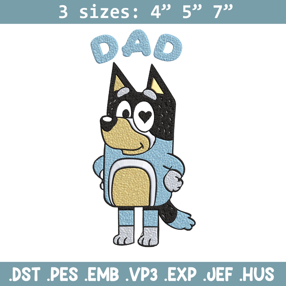 Bluey Dad Embroidery, Bandit Heeler Embroidery, Embroidery File, cartoon design, cartoon shirt, Digital download..jpg