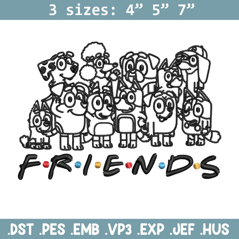 Bluey family Coloring Pages Embroidery, Bluey Embroidery, Embroidery File, cartoon design, logo shirt, Digital download..jpg