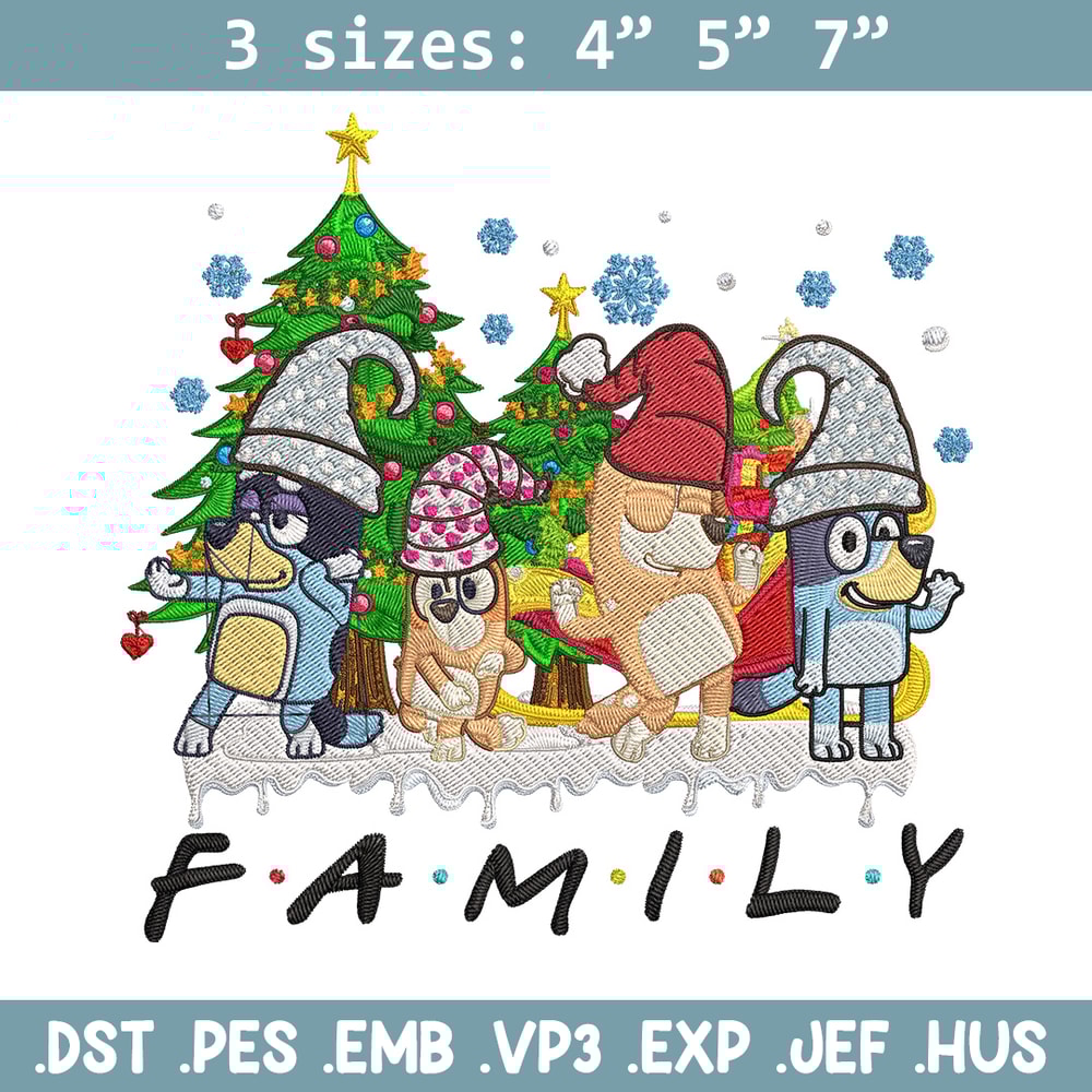 Bluey family Embroidery Design, Bluey Embroidery, Embroidery File, Chrismas Embroidery, Anime shirt, Digital download.jpg