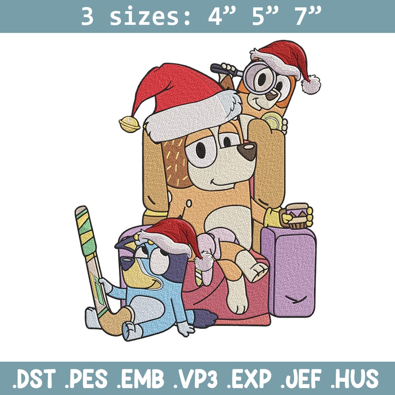Bluey family Embroidery Design, Bluey Embroidery, Embroidery File, Chrismas Embroidery,Anime shirt, Digital download..jpg