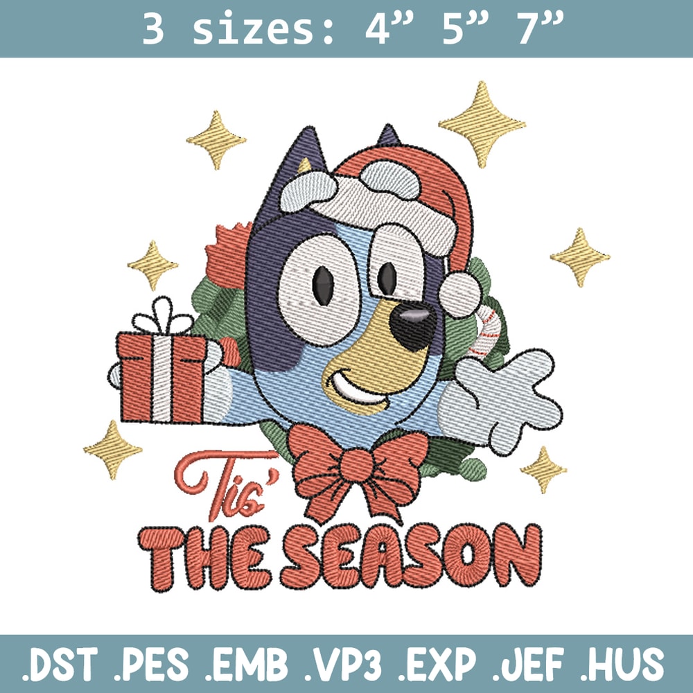 Bluey gift embroidery design, Bluey embroidery, Chrismas design, Embroidery file, Embroidery shirt, Digital download.jpg
